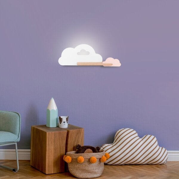 LED Детски аплик с рафт CLOUD LED/5W/230V бял/розов