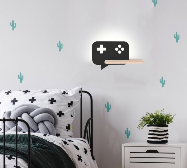LED Детски аплик с рафт CONSOLE LED/5W/230V черен