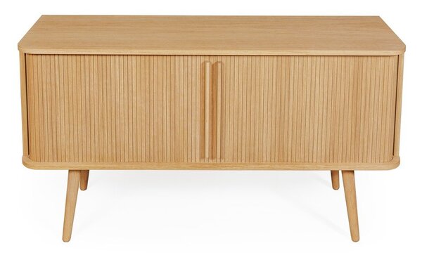 Нисък скрин от декор от дъб с плъзгащи се врати естествен 138x75 cm Rove – Woodman
