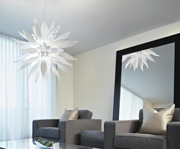 Ideal Lux - LED Пендел LEAVES 12xG9/3W/230V Ø 80 см бял