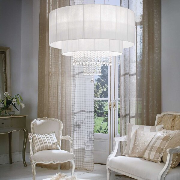 Ideal Lux - Кристален пендел OPERA 10xE27/60W/230V Ø 90 см бял
