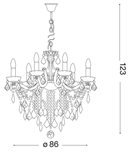 Ideal Lux - Кристален пендел FLORIAN 18xE14/40W/230V Ø 86 см златист