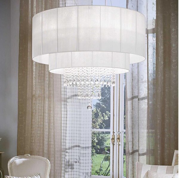 Ideal Lux - Кристален пендел OPERA 10xE27/60W/230V Ø 90 см бял