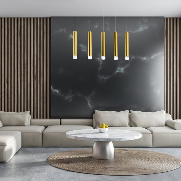 LED Висящ полилей GOLDIE 5xLED/25W/230V златист