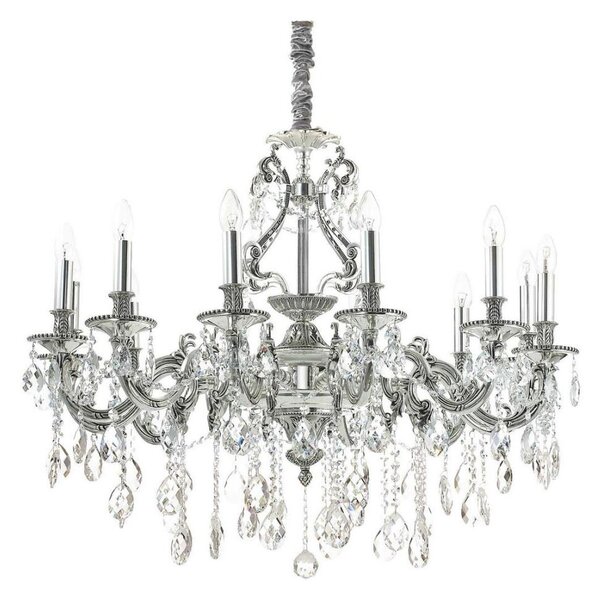 Ideal Lux-Кристален пендел GIOCONDA 12xE14/40W/230V Ø 90 см сребрист