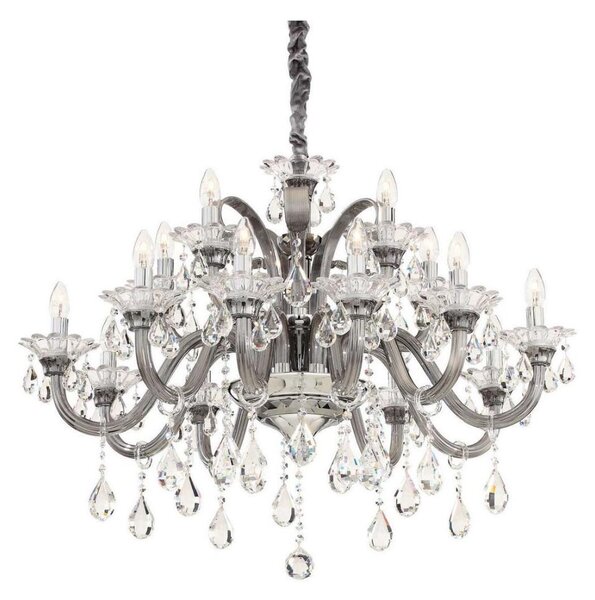 Ideal Lux - Кристален пендел COLOSSAL 15xE14/40W/230V Ø 95 см сив