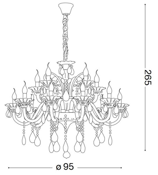 Ideal Lux - Кристален пендел COLOSSAL 15xE14/40W/230V Ø 95 см сив