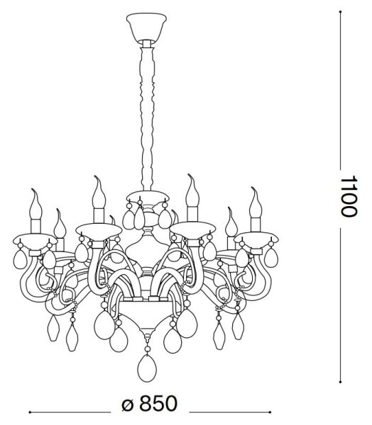 Ideal Lux - Пендел NEGRESCO 10xE14/28W/230V Ø 85 см златист
