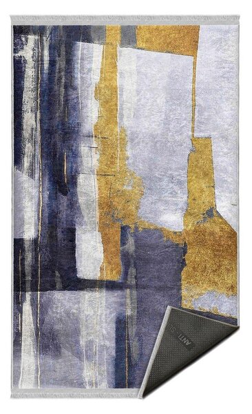 Жълт/тъмносин килим подходящ за пране 80x150 cm Unique – Mila Home