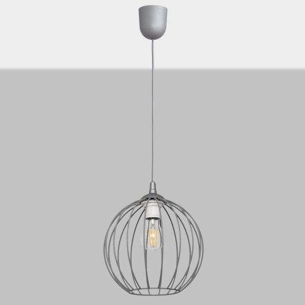 Висящ на въже полилей MERCURE 1xE27/15W/230V сива