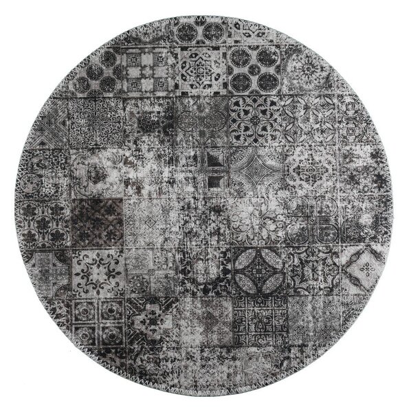 Сив миещ се кръгъл килим ø 80 cm - Vitaus