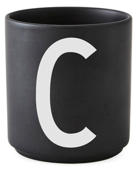 Черна порцеланова чаша Alphabet C, 250 ml A-Z - Design Letters