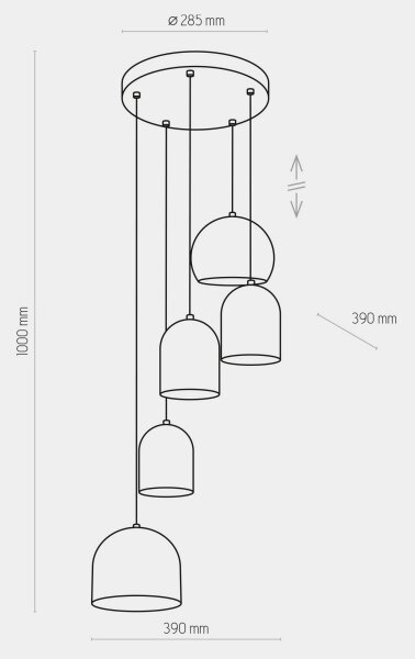 Пендел TEMPRE 5xE27/15W/230V бял/сив/черен