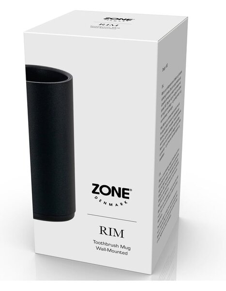 Черна метална стенна чаша за четки за зъби Rim - Zone