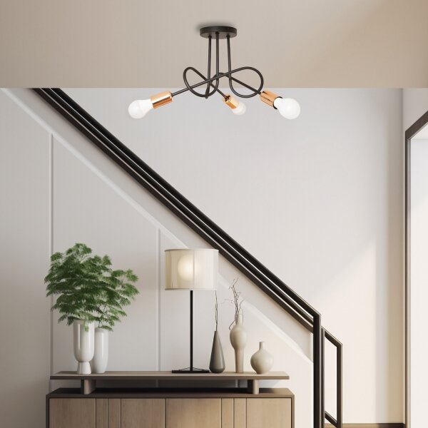 LED плафон OXFORD 3xE27/15W/230V, черен