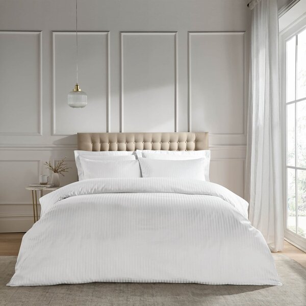 Бял чаршаф за опъване 90x190 cm Satin Stripe - Catherine Lansfield