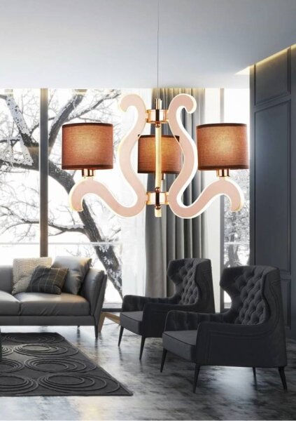 LED Висящ полилей AMBROSIA 3xE14/40W/230V + LED/18,4W мед