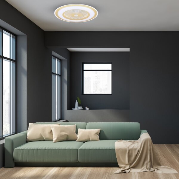 LED Димируема лампа с вентилатор ZEPHYR LED/48W/230V златист + д.у