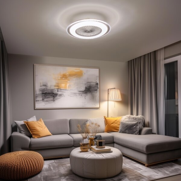 Brilagi - LED Димируема лампа с вентилатор RONDA LED/48W/230V сребрист + д.у
