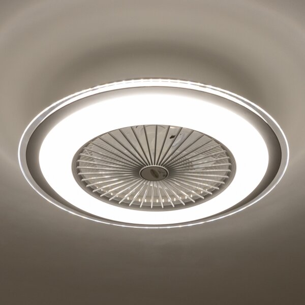 Brilagi - LED Димируема лампа с вентилатор RONDA LED/48W/230V сребрист + д.у