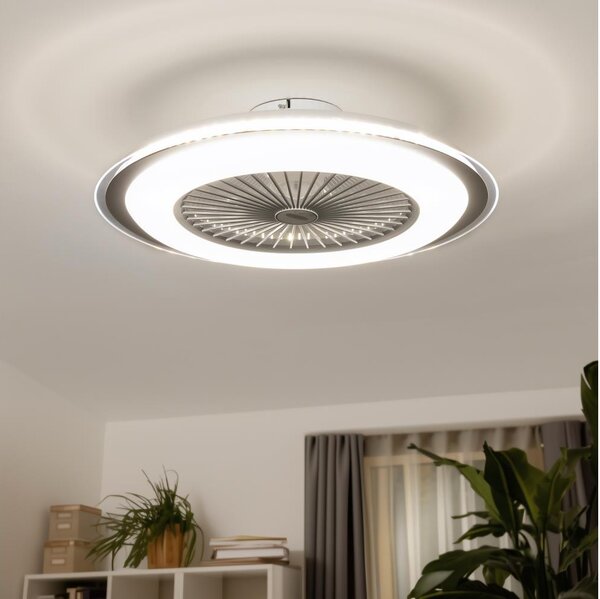 Brilagi - LED Димируема лампа с вентилатор RONDA LED/48W/230V сребрист + д.у