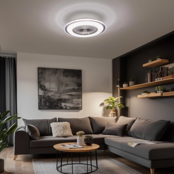 BRILAGI - LED Димируема лампа с вентилатор RONDA LED/48W/230V черен + д.у