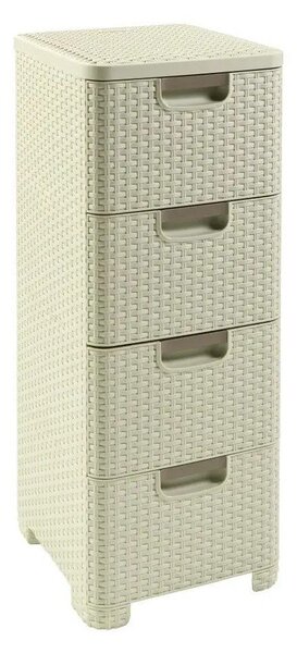 Кремав пластмасов висок шкаф за баня 33x79 cm Rattan – Curver
