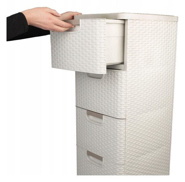 Кремав пластмасов висок шкаф за баня 33x79 cm Rattan – Curver