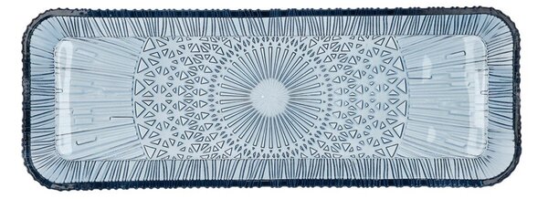 Синя стъклена чиния за сервиране 14x38 cm Kusintha - Bitz