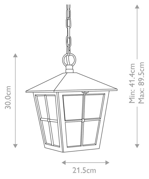 Elstead - Екстериорен пендел CANTERBURY 1xE27/100W/230V IP43 черен