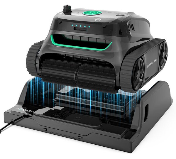 Безкабелен робот за басейни Wybot S2 Pro, 91W, 210 мин, 300 м2, Двойна филтрация, Зарядна станция, Жироскоп, Черен