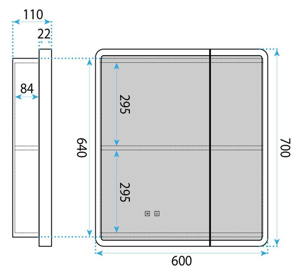 Шкаф с огледало и LED осветление M1011-60 60x70