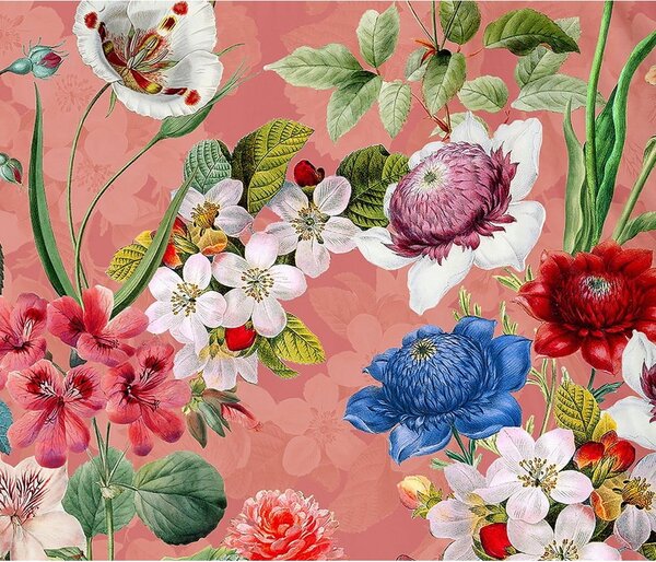 Оранжев чаршаф от органичен памук за единично легло Flowery, 140 x 220 cm Organic - Descanso
