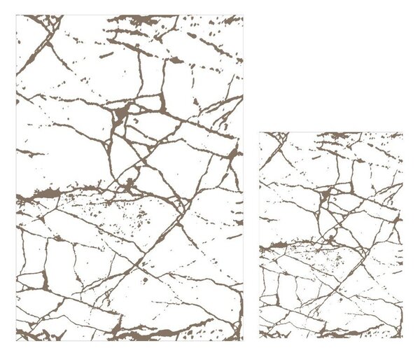 Бели/кафяви килими за баня в комплект 2 бр. 60x100 cm Cracks – Mila Home