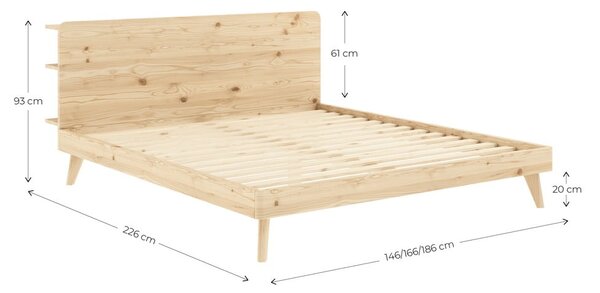 Двойно легло от борова дървесина с решетка 180x200 cm Retreat - Karup Design