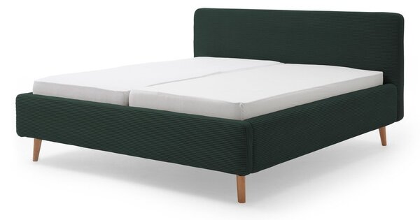 Тъмнозелено двойно легло 180x200 cm тапицирано без ламелно дъно Mattis Cord – Meise Möbel