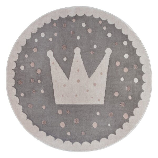 Сив детски килим ø 140 cm Crown - Hanse Home