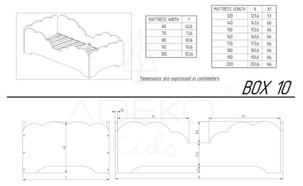 Детско легло от борова дървесина BOX 10, 70 x 160 cm Mila Box 10 - Adeko