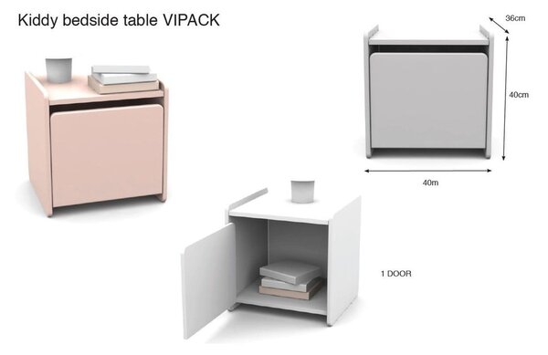 Сиво нощно шкафче Kiddy - Vipack