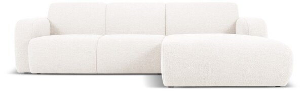 Бял ъглов диван от плат букле (десен ъгъл) Molino - Micadoni Home