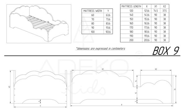 Детско легло от борова дървесина BOX 9, 90 x 200 cm Mila Box 9 - Adeko