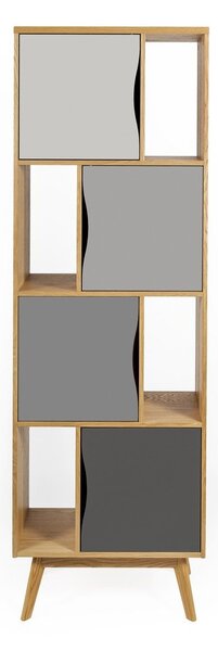 Сив шкаф за книги в дъб 65x191 cm Avon - Woodman