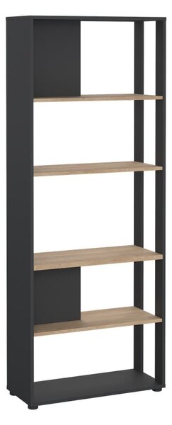 Етажерка за книги с дъбов декор в цвят антрацит-натурален 80x205 cm Sign - Tvilum