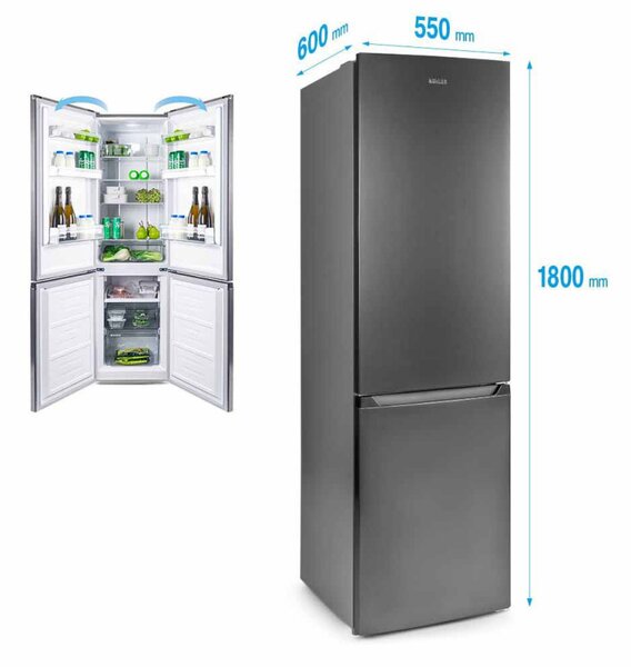 Хладилник Muhler NFC180IE, 252 л, Клас Е, No Frost, Реверсивна врата, R600a, Инокс