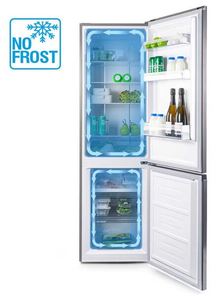 Хладилник Muhler NFC180IE, 252 л, Клас Е, No Frost, Реверсивна врата, R600a, Инокс