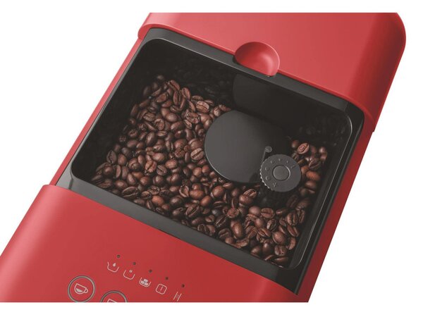 Еспресо машина SMEG Collezione BCC01RDMEU, 1350 W, 19 bar, 1.4 л, 8 функции, Вградена мелачка, Червен