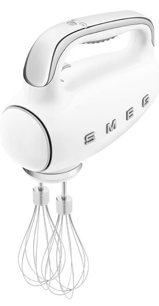 Ръчен миксер SMEG 50's Style HMF01WHEU, 250W, 9 скорости, Турбо, Скрит LED дисплей, Таймер, Аксесоари, Бял