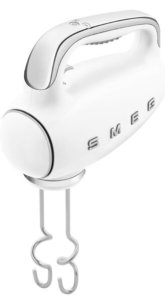 Ръчен миксер SMEG 50's Style HMF01WHEU, 250W, 9 скорости, Турбо, Скрит LED дисплей, Таймер, Аксесоари, Бял