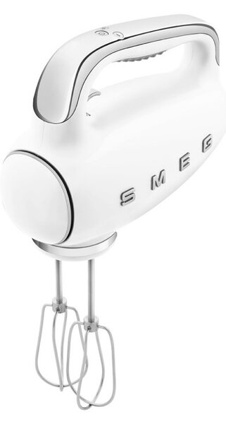 Ръчен миксер SMEG 50's Style HMF01WHEU, 250W, 9 скорости, Турбо, Скрит LED дисплей, Таймер, Аксесоари, Бял