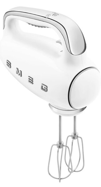 Ръчен миксер SMEG 50's Style HMF01WHEU, 250W, 9 скорости, Турбо, Скрит LED дисплей, Таймер, Аксесоари, Бял